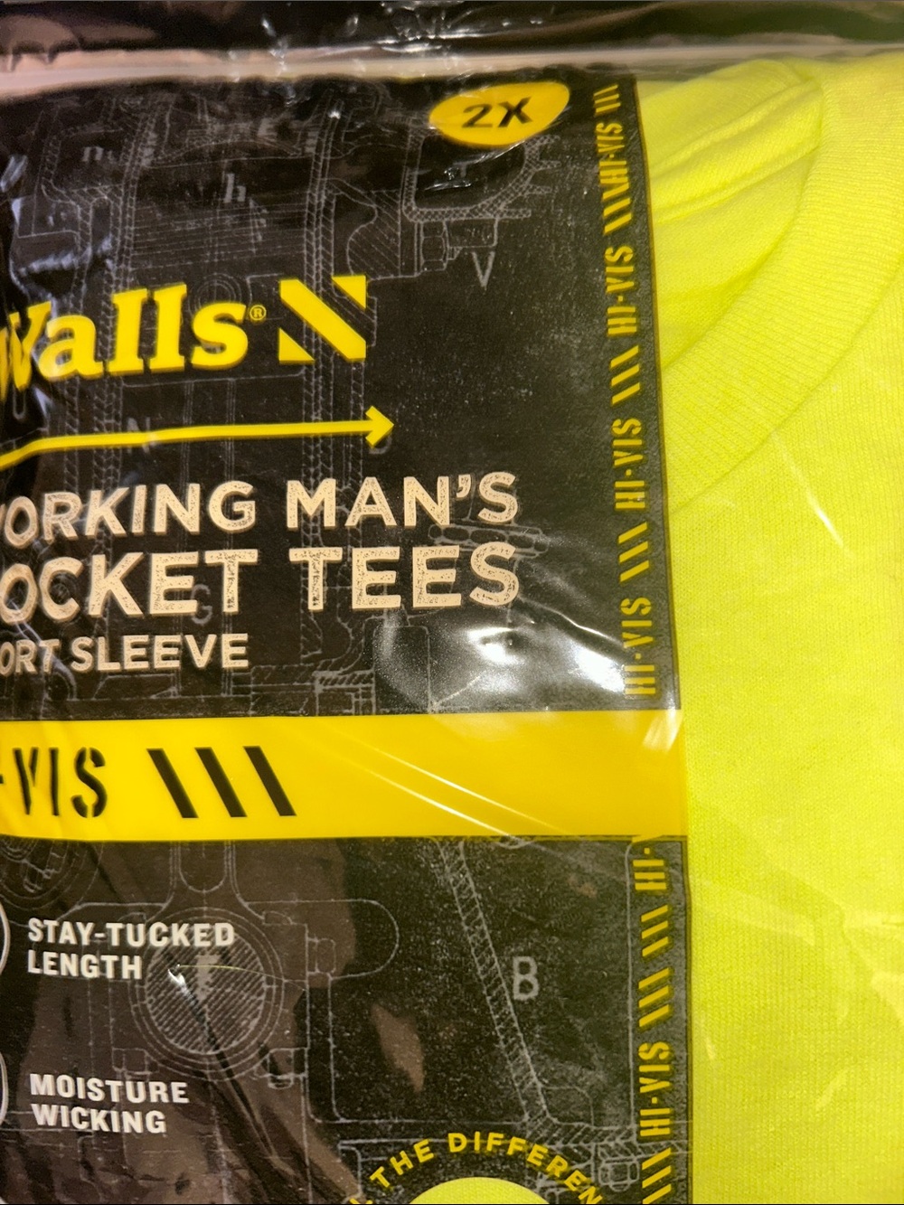 Walls High-Vis Yellow Short Sleeve Pocket Tee